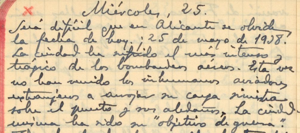 ArchivoUA's tweet photo. "Será dificil que en Alicante se olvide la fecha de hoy: 25 de mayo de 1938. La ciudad ha sufrido el más intenso y trágico de los bombardeos aéreos. Esta vez no han venido los... extranjeros a arrojar su carga... sobre el puerto... La ciudad misma ha sido su "objetivo de guerra"" https://t.co/PPpXolCS0C
