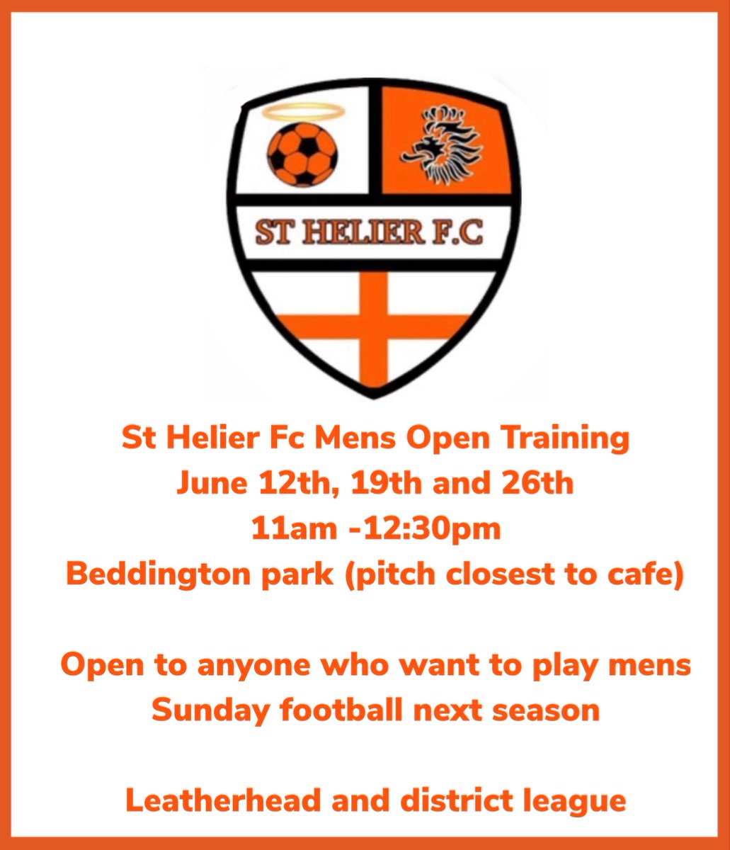 We will be holding open training sessions in June for anyone who wants to play mens Sunday football next season. All details are below  #sthelierfc #opentraining #sundayfootball