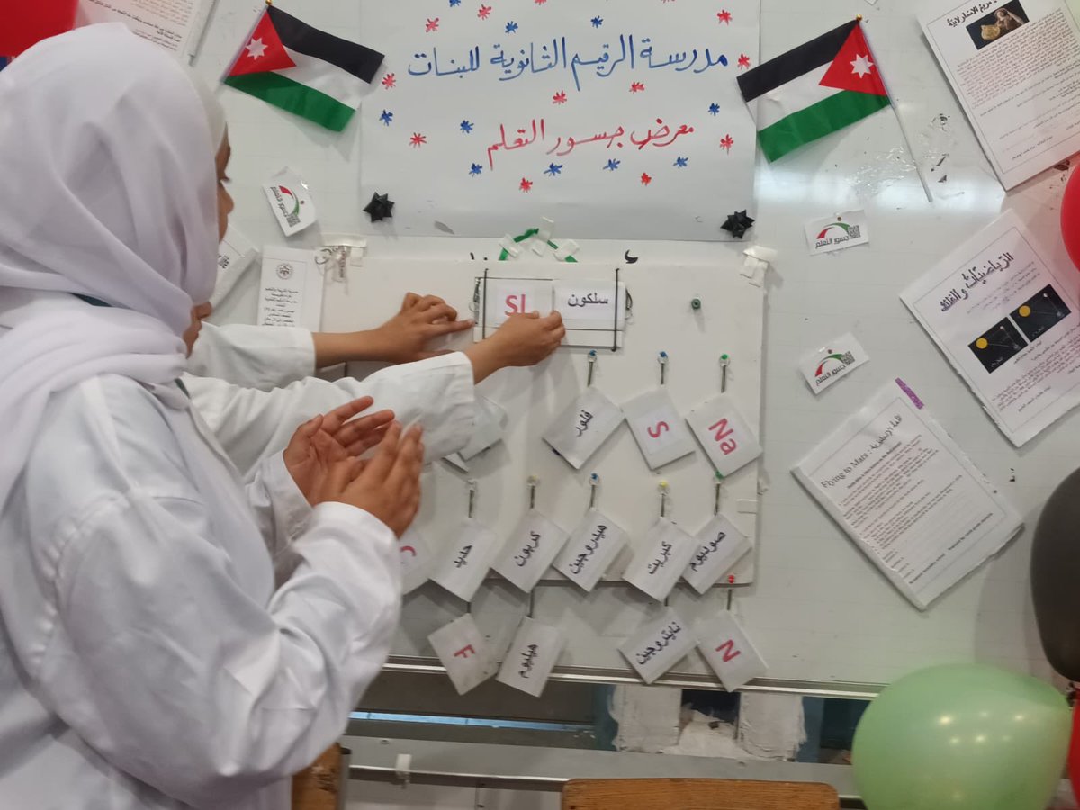 GWilsonClark's tweet photo. Schools across Jordan are using⁩ Learning Bridges activities to promote hands on learning.  These girls designed a game to practice their English. ⁦@UNICEFJordan⁩ and ⁦⁦@edugovjo⁩ https://t.co/DaFa3r0sDp