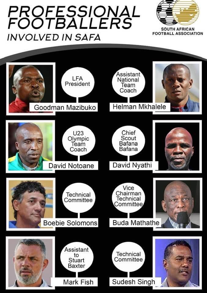 Football__Stage's tweet photo. Following Doctor Khumalo’s cry about lack of former players involvement in SAFA structures some SAFA Regions have been posting these posters in their social media platforms 😂😂😂 https://t.co/pHczbzB2wg
