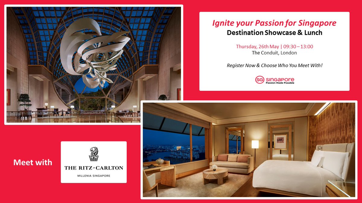 Moulden Marketing (@mouldenmktg) on Twitter photo #Singapore is coming to London next week!
Thursday 26th May 2022 | The Conduit Covent Garden
Meet 15 of their Destination Partners like <a href="/RitzCarlton/">The Ritz-Carlton</a>
Register Now - bit.ly/3MpMQZh
more bit.ly/37VtBI0
#PassionMadePossible #Singaporeimagine #Meetings #Incentives #Singapore is coming to London next week!
Thursday 26th May 2022 | The Conduit Covent Garden
Meet 15 of their Destination Partners like <a href="/RitzCarlton/">The Ritz-Carlton</a>
Register Now - bit.ly/3MpMQZh
more bit.ly/37VtBI0
#PassionMadePossible #Singaporeimagine #Meetings #Incentives