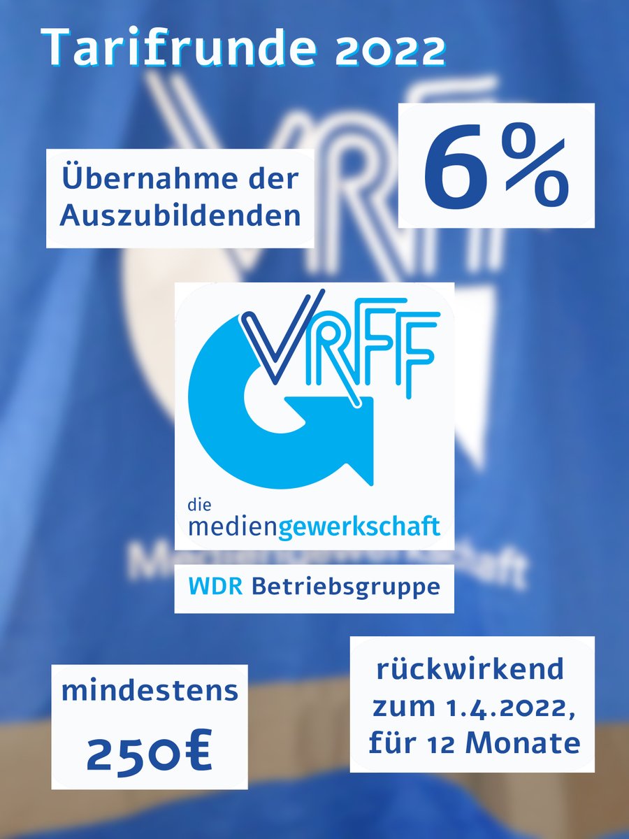 VRFF_WDR's tweet photo. Heute startet die erste Verhandlungsrunde für den Vergütungstarifvertrag - für die Kolleg:innen des #WDR und des @vrffzbs https://t.co/ZqRhrbozsg
