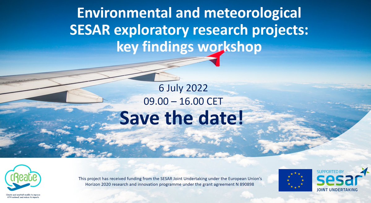 SESAR_JU's tweet image. [Save-the-Date] How can we mitigate the impact of #aviation on #climatechange &amp;amp; the #environment?☂️🍃✈️

💡 Find out by joining experts from #SESAR3JU #H2020 @CREATEEUproject @FlyATM4E @ALARM_H2020, #ISOBAR, @FmpMet @SINOPTICA_H2020 &amp;amp; #DYNCAT

➡️ ow.ly/TgJo50JbXBh