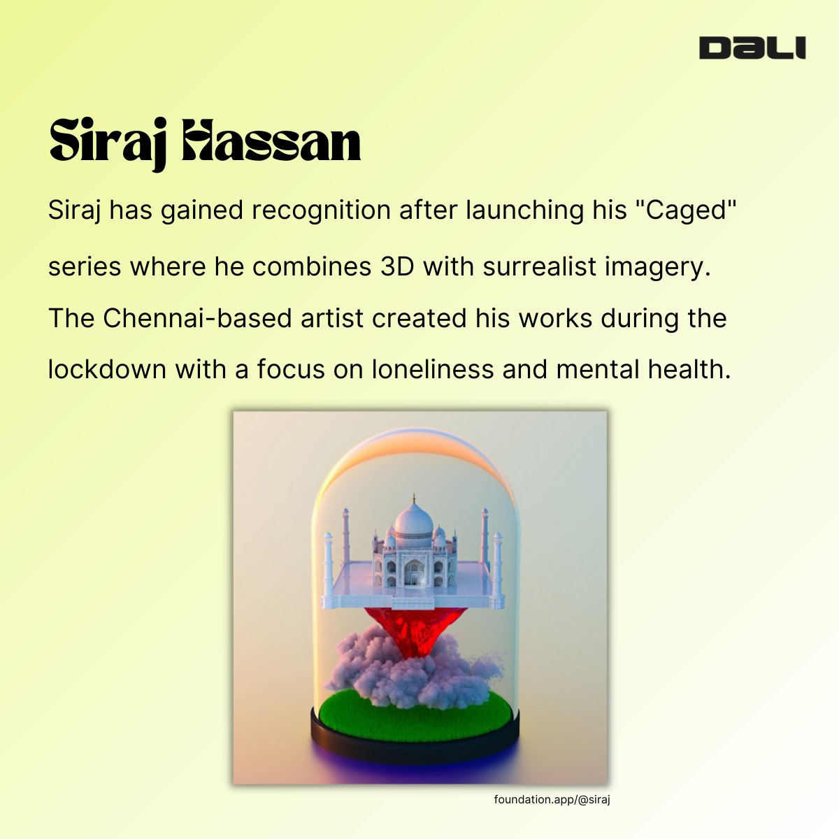 dali_hq's tweet photo. If you haven't heard of @SirajSoft yet, go and check his amazing "Caged" series and much more. ✨

#nftcommunity #nftindia #nfts #artistspotlight #cryptoart https://t.co/Ro5TaYqbRD
