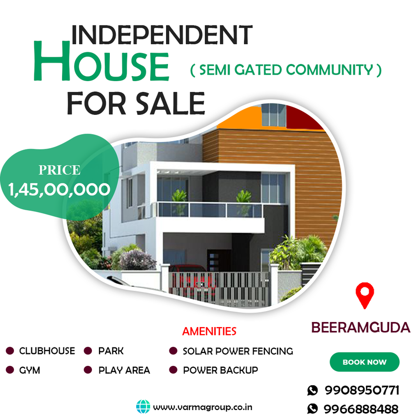 and_varma's tweet photo. Independent house For Sale (semi gated community)
Location: Beeramguda
Price: 1,45,00,000
For more info,
Contact: +91 99089 50771, 72074 32648.
#varmagroup #shankarpallyvillas #villas #kuktatpally #villa #2bhk #3bhk #kukatpally #vivekanadanagar #flatinkphb #beeramguda https://t.co/xJKLjvnhgP