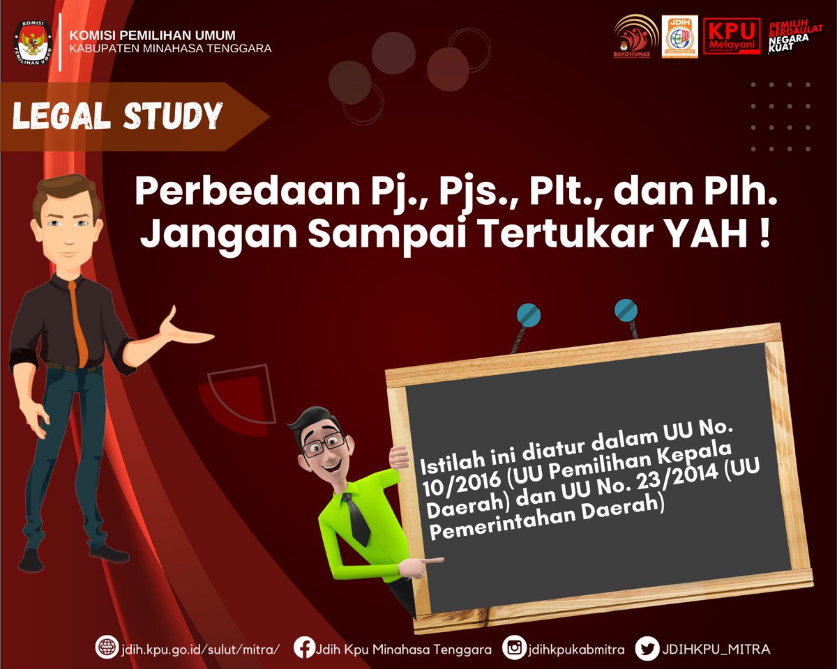 JDIHKPU_MITRA's tweet photo. #sobatJDIHKPU Jum'at berkah in mimin mau brbagi ilmu, ap kalian uda tau perbedaan Pejabat (Pj), Penjabat Sementara (PJs) Pelaksana Tugas (Plt), dan Pelaksana Harian (Plh)?
klo para bestie ku blum tau yuk tengok post dibawah ini ! ( Eps 1 )
#pemilu2024
#kpumelayani
#legalstudy https://t.co/XI7q6d7agL