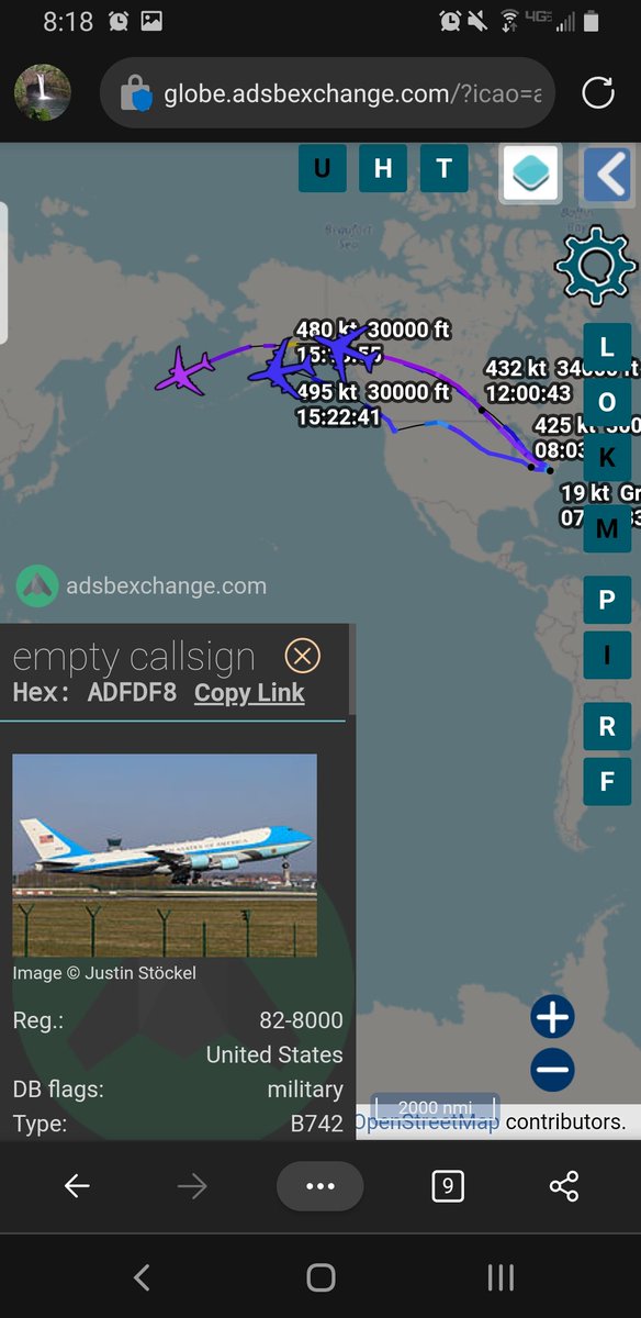 norb420's tweet photo. 2) #ADFDF8 as #AF1 #AE4AE8 as #MC46(BACKUPAF1) and #ADFEB3 as #JADE99 looks like 2 hours on the ground in Anchorage, AK. Judging by where #AE4AE8 is being track, Im going say #JADE99 is probably close to RODN. #AE4AE8 is going to Osan Air Base RKSO #AF1 to Seoul Air Base RKSM https://t.co/SLu5jdWQy1
