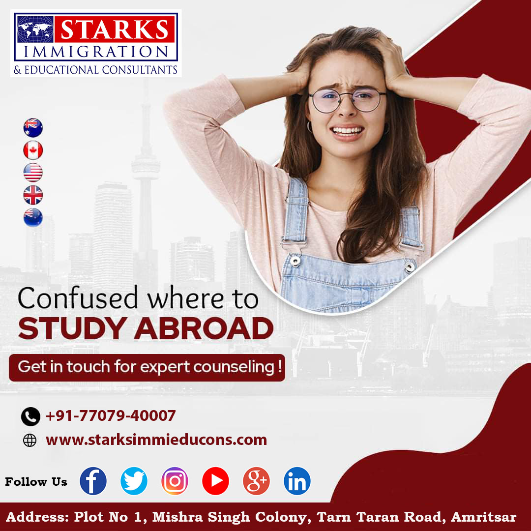 STARKS IMMIGRATION & EDUCATIONAL CONSULTANTS, the best immigration consultant in Amritsar, work tirelessly to ensure that its clients are able to move/relocate to their dream destinations across the globe. #immigrationsonsultant #canadastudyvisa #australiastudyvisa #ukstudyvisa