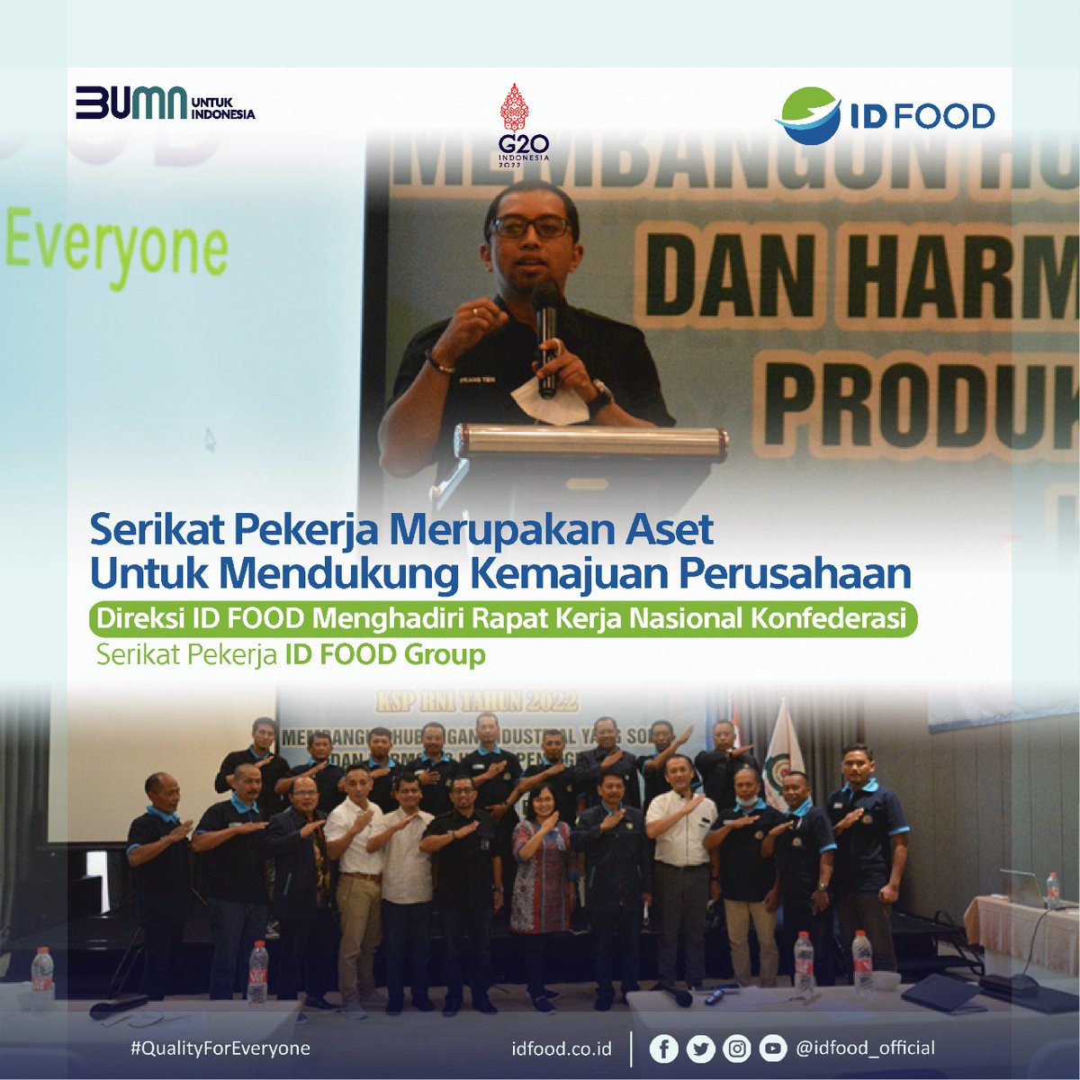 idfood_official's tweet photo. #SobatPangan

Surabaya - Direksi Holding pangan ID FOOD menghadiri kegiatan Rapat Kerja Nasional  Konfederasi Serikat Pekerja pada 18 - 19 Mei 2022 bersama Serikat Pekerja ID FOOD Group. https://t.co/CSJIAEpieI