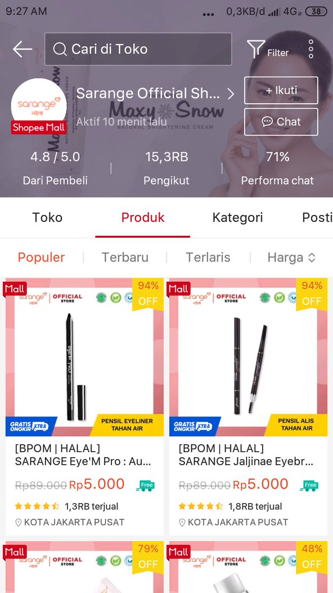 suka_share's tweet photo. Produk kecantikan seharga "CILOK?" ada nih cuman 5.000an aja,diskon sampai 94% untuk produk Makeup &amp; Skincare,brand Korea,Sudah BPOM,buat yang lagi belajar makeup terjangkau banget,jadi pengen borong deh 😍✨

Cek disini
https://t.co/j8oPzfYrxw

#FYP #ShopeeID #racunshopee https://t.co/vkwtzAm4Nw