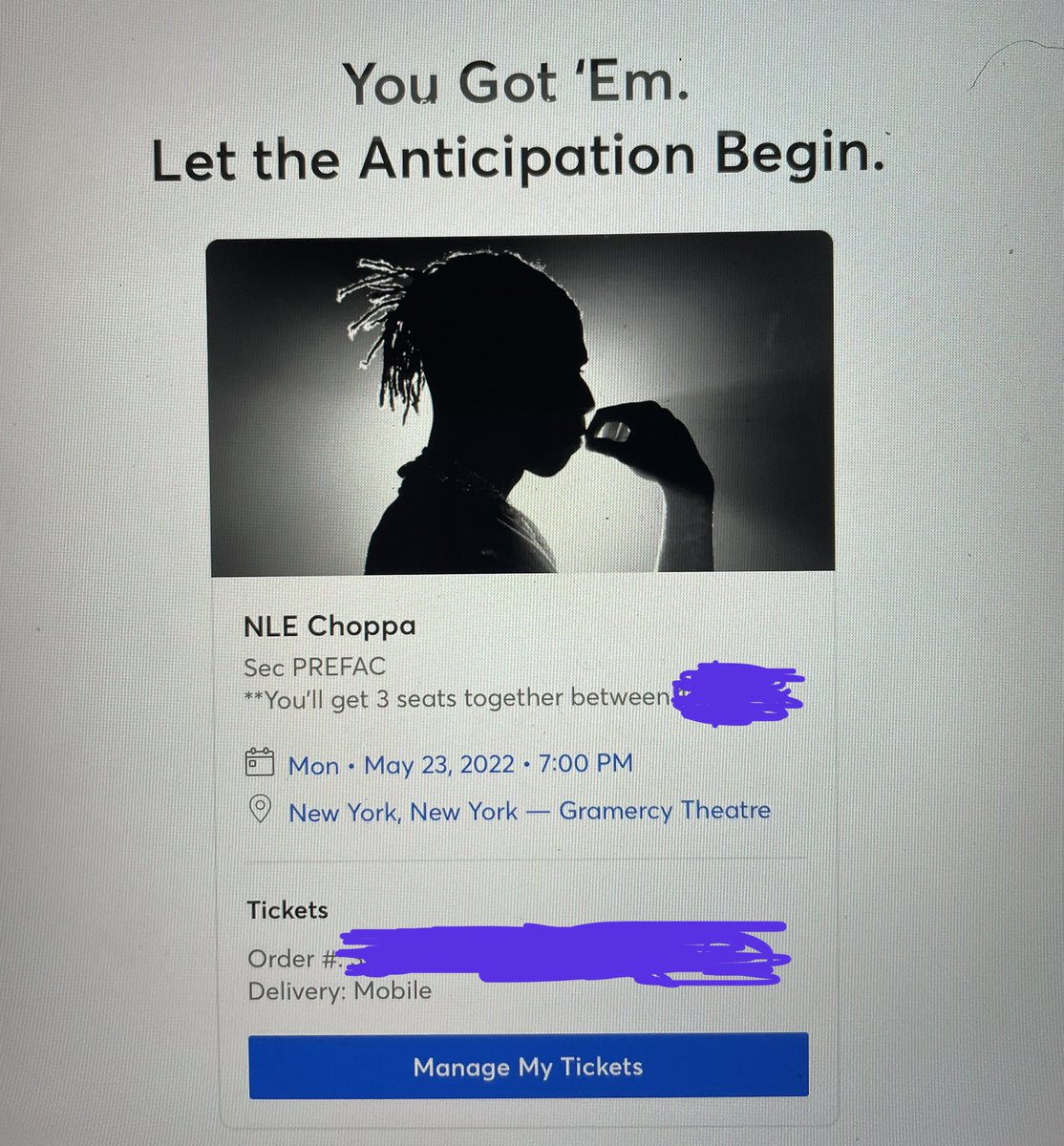 misscummings69's tweet photo. I dead ass just bought My son & his crew tickets to go see his FAVORITE rapper/entertainer @Nlechoppa1 in NYC on Monday!
We are in this Bitch!#GreatestMomEver #nlechoppa #ShottaFlow #FinalWarning #WalkEmDown #Camelot https://t.co/OzQFdCmwFX