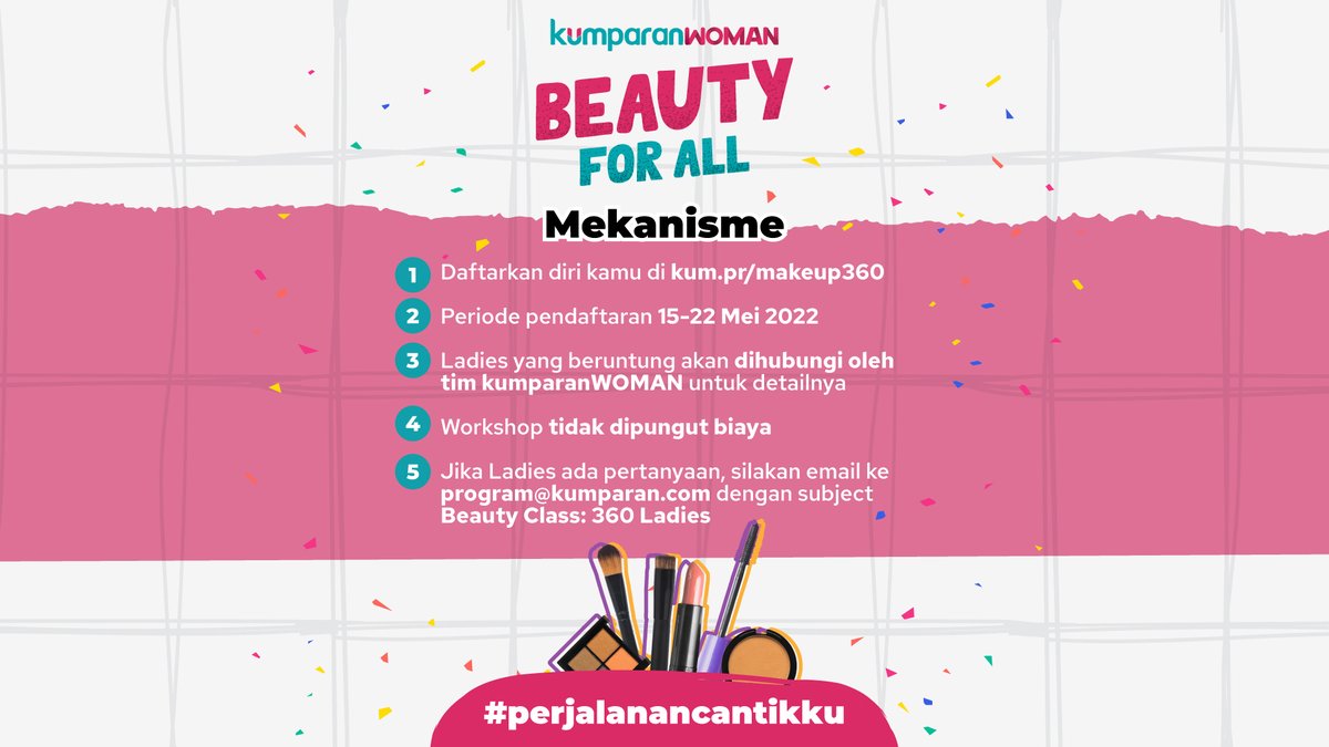 kumparan's tweet photo. Hi Ladies! kumparanWOMAN akan mengadakan Beauty Class bertema Natural and Glowing Make Up Look loh! Ada hadiah dengan total jutaan rupiah, lho! Dan yang terpenting acara ini gratis😍
Jadi tunggu apa lagi? Yuk daftar langsung di https://t.co/80uQl5pFxY
☺
#360ladies #beautyclass https://t.co/cdwTqS6GQl
