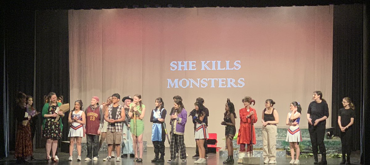 Closing night of our Theatre Company’s production of She Kills Monsters! Great performances, choreography, &amp; special effects. Well done Warriors! Thank you Ms. Babcock &amp; Ms. Collisson for supporting the first live theatre performance in 2 years💙