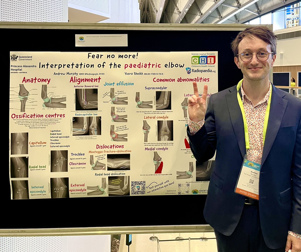 Find paediatric elbows tricky? Come check out this poster at #ASMIRT2022 designed by myself and my <a href="/Radiopaedia/">Radiopaedia.org</a> colleague Yusra Sheikh from Children's Health Ireland.
