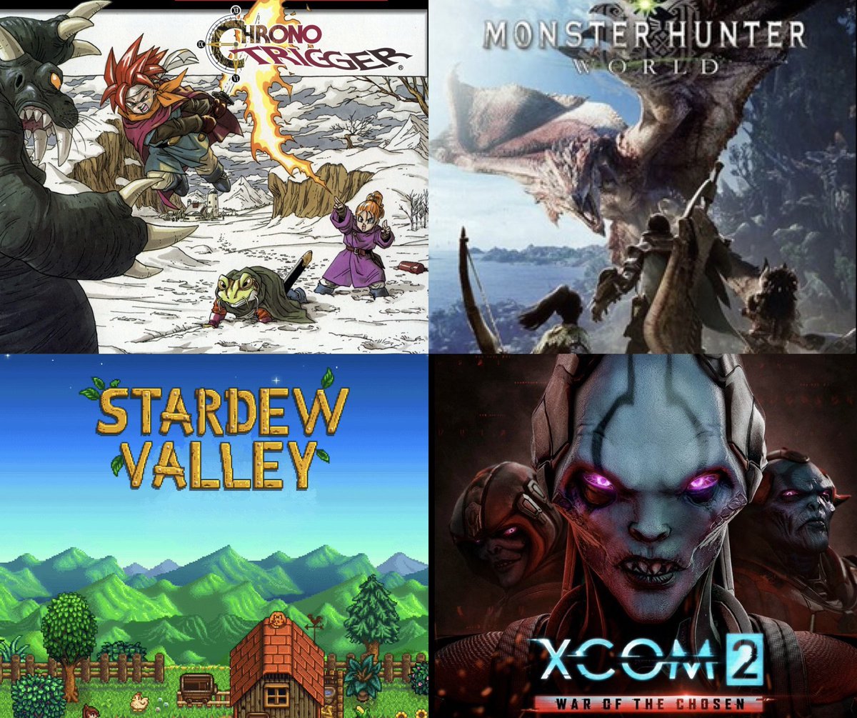 Tzedka's tweet photo. @ZiggehGG you’re playing tag, huh? Thanks!

4 jeux qui me font tripper?

Chrono Trigger
Monster Hunter World
Stardew Valley
X-COM 2 - War Of The Chosen

Votre tour:
@decapent @MrFafoon @Mickrowatts32 @personator1981 https://t.co/kDSO5oZt31