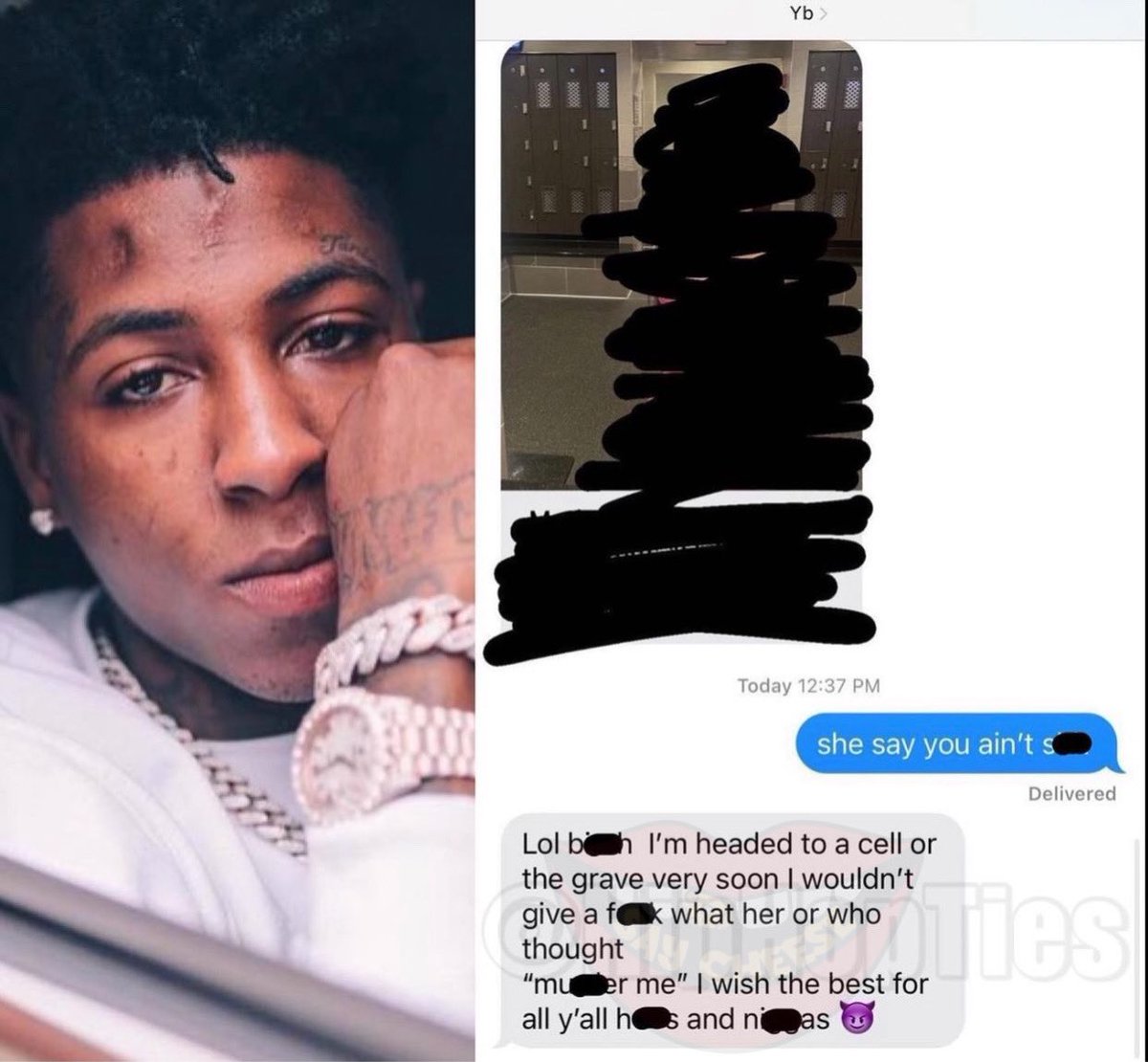 SaycheeseDGTL's tweet photo. NBA Youngboy says he’s headed to a cell or the grave very soon. Pray for YB. 🙏🏾 https://t.co/9fdj31PCZr