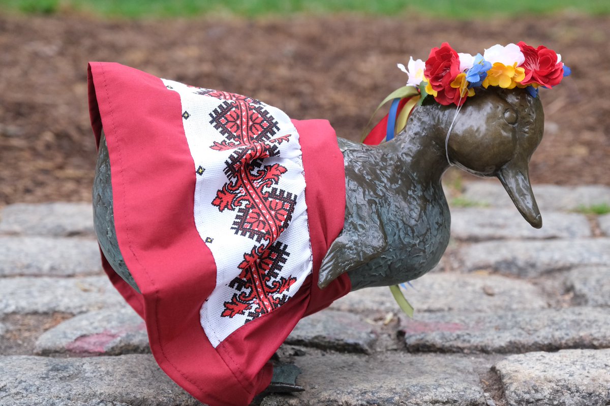 uccnorg's tweet photo. Thank you everyone, who helped and joined to celebrate World Vyshyvanka Day in #Boston today!

🦆 #MakeWayforDucklings Statue wore vyshyvankas for the very first time and it was absolutely spectacular 🎉 
Vyshyvankas for ducklings: Inna Boyko https://t.co/k37gVaO8tT