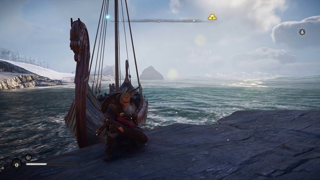 Beatler's tweet photo. Climbed a mighty snowy peak and summoned my long ship tonight. #assassinscreedvalhalla #stadia #assassinscreed #gaming #screencaptures @GoogleStadia https://t.co/ydR5wSVcV8