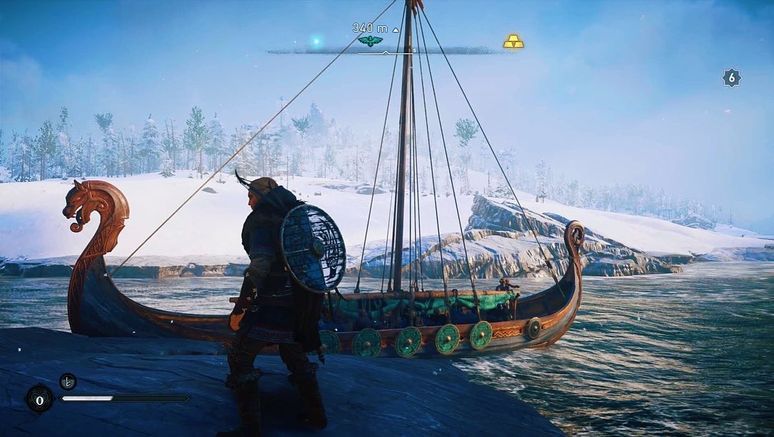 Beatler's tweet photo. Climbed a mighty snowy peak and summoned my long ship tonight. #assassinscreedvalhalla #stadia #assassinscreed #gaming #screencaptures @GoogleStadia https://t.co/ydR5wSVcV8