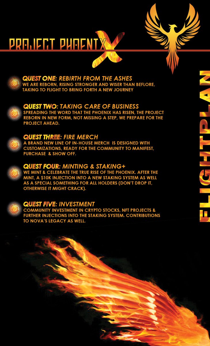 NFT_nosleepgang's tweet photo. We are here. We are strong. We are family. We are @Pr0jectPhoenixX come join our community. Down below is our #FlightPlan hit our captain up @PSlaw314 for discord invite and come join the fam you do not want to miss out LFG.

#NFTCommmunity #NFTProject 
#NFT https://t.co/2FB3tKtpO4