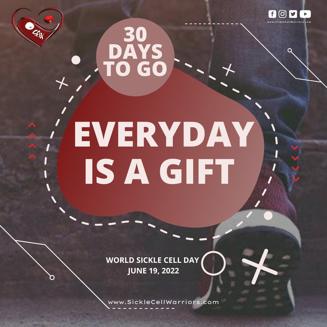 SCWarriorsInc's tweet photo. The count down has begun
30days to go
World sickle cell day 2022
Every day is a gift
#scd
#SCW
#sicklecellwarriorday
#mentalhealthawarenessmonth2022
#activewarrior
#worrylesslivemore
#CourageousWarriors https://t.co/dfFmi09bhE