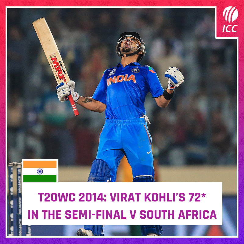 ICC's tweet photo. Virat Kohli loves chasing targets 👊

Following last night's display in the IPL, here's a look back at his match-winning innings against South Africa in the semi-final of T20 World Cup 2014 ⬇️