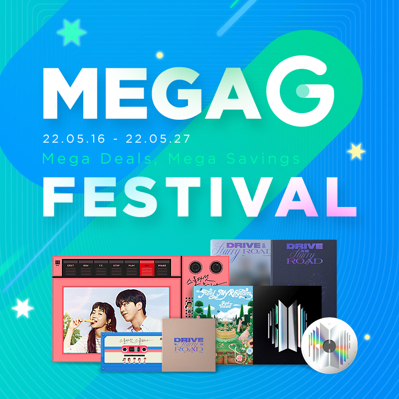 Gmarket_global's tweet photo. 📣[5/16~5/27] Gmarket MegaG Festival💚
You can find Kpop Hit &amp; New albums, Goodies, K-drama scripts, etc.
Shipping fee discount only for MegaG period🎉 Don’t miss out!