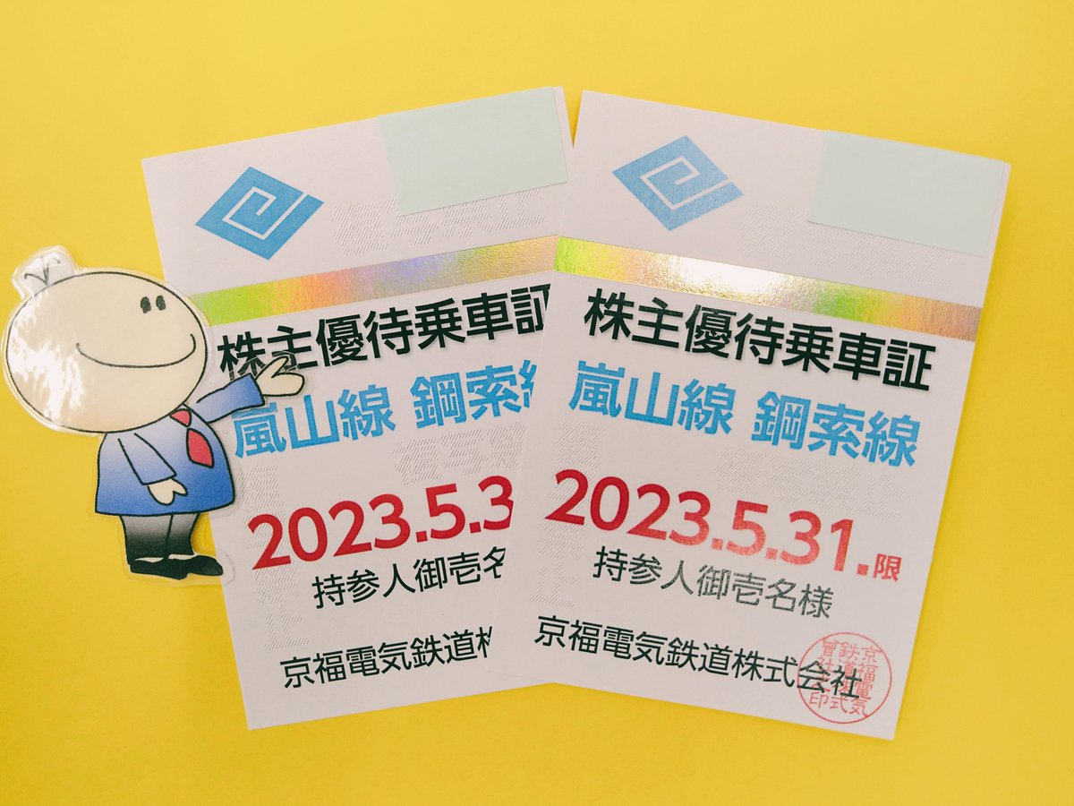 京福電気鉄道 株主優待乗車証嵐山線（2024.5.31）