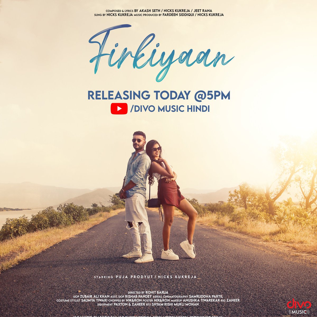 divomusicindia's tweet photo. The day has arrived ✨

#Firkiyaan Hindi music video drops Today at 5 PM on #DivoMusicHindi YouTube channel 🎶

#PujaProdyut #NicksKukreja #RohitBarua #FardeenSiddiqui #AkashSeth #JeetRana https://t.co/tiFgoqtKfz
