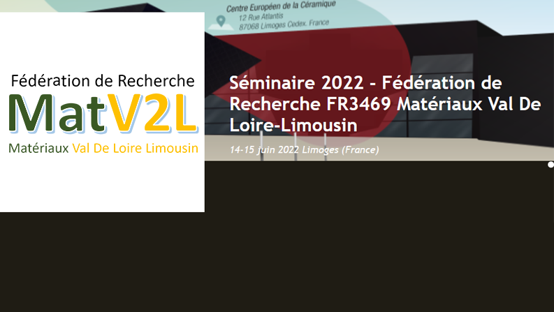 Séminaire Matv2l

La fédération Matv2l organise un séminaire scientifique qui se déroulera les 14 et 15 juin 2022 au Centre Européen de la Céramique (CEC) à Limoges.

ircer.fr/news/2022/5/2/…