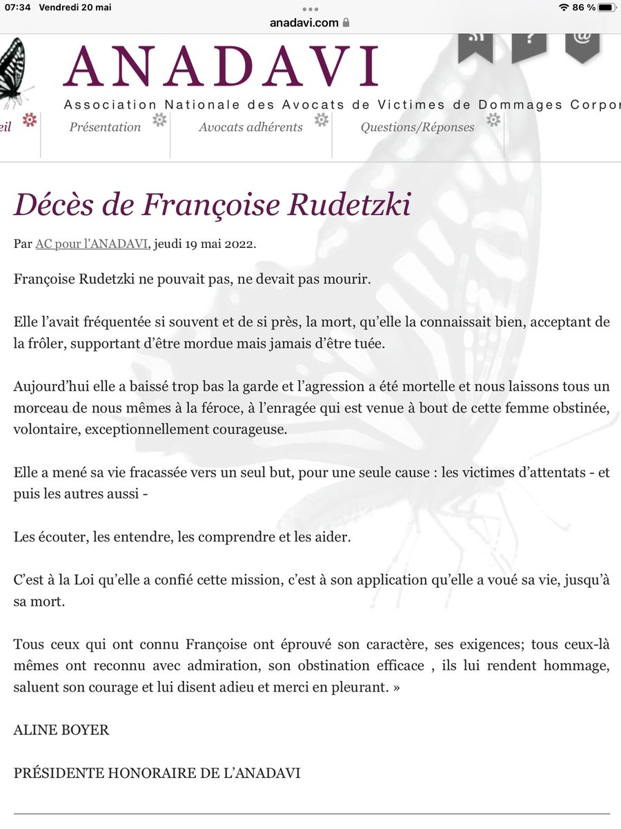 Poignant hommage d’Aline BOYER après le décès de ⁦Francoise <a href="/rudetzki/">Francoise Rudetzki</a>⁩