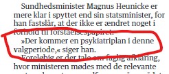 Tak @Heunicke for at slå det fast: »Der kommer en psykiatriplan i denne valgperiode,« - i Jyllandsposten i dag
#sundpol #10årsplanen