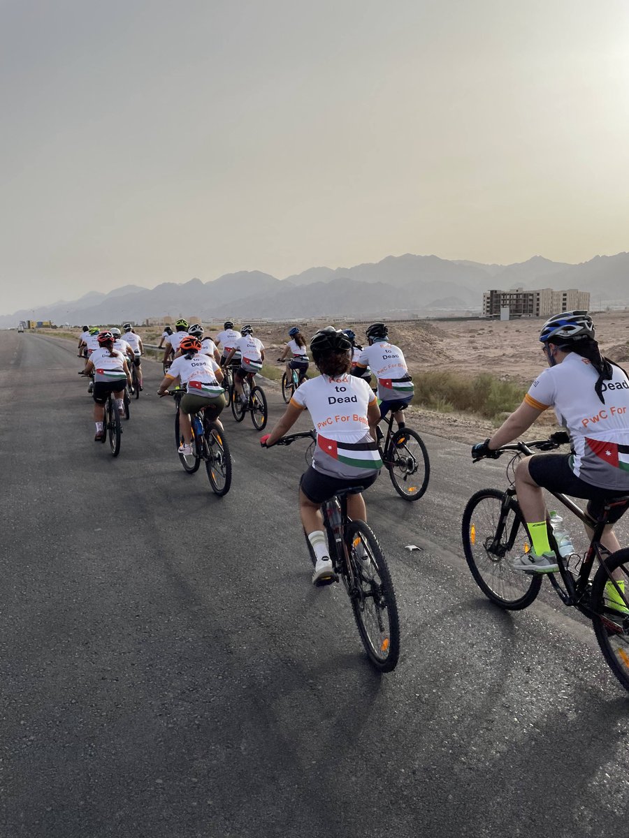 PwC_Middle_East's tweet photo. They came, they saw, they cycled! We're #PwCProud of our 21 cyclists from our Jordan &amp; UAE offices for completing the Red to Dead challenge. The team cycled 220 km in 2 days to support the Refugee Education program in Jordan, in partnership with @DubaiCares. Well done everyone! https://t.co/js5XN7N6uz