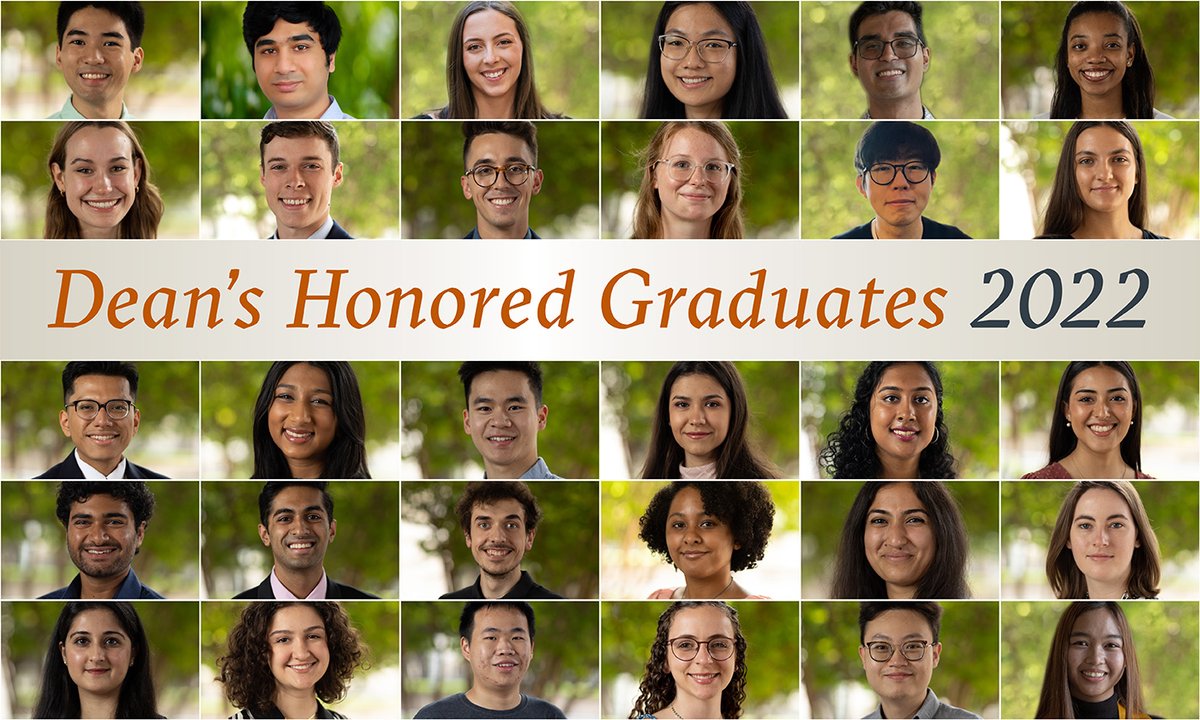 A collage of portraits for the 30 students chosen as Dean’s Honored Graduates for 2022.