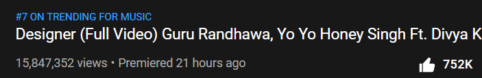 RandhawaKingdom's tweet photo. Why #Designer is not Trending #1 😡😡😡 It's response is better than the song which is trending #1 Right now...in views likes....What happenend to Youtube 😡 @YouTube @YouTubeIndia #DesignerOutNow #YoutubeAlogorithm https://t.co/RNBMugvcFx