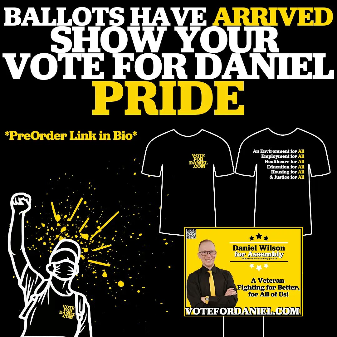 DanielforVC's tweet photo. It's time to show your pride! Shirts! Lawn signs!
We got what you need to let people know there's a candidate fighting for better, for all of Us! 🙌
* Link in linktree in bio / https://t.co/ON3QhMLsfT *
#AD38 #VenturaCounty #VoteForDaniel #ForAllOfUs #ShowYourPride https://t.co/rWH46rwYXS