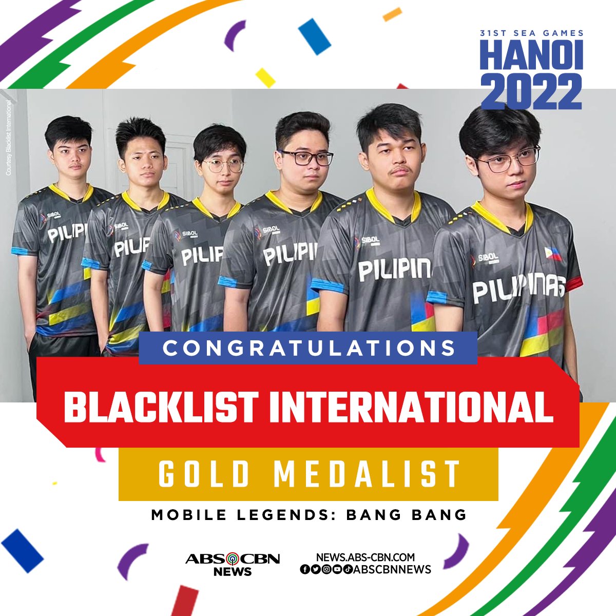 ABSCBNNews's tweet photo. IT’S BACK TO BACK GOLD FOR THE PHILIPPINES IN ML:BB!

BREAKING: Sibol tramples Indonesia, 3-1 to take the #SEAGames2022 gold medal! | via @mac_coloma #LabanPilipinas #GalingNatinIto

For more SEA Games updates, click here: https://t.co/uMhmUpKiVh https://t.co/qRAXxYEx3k