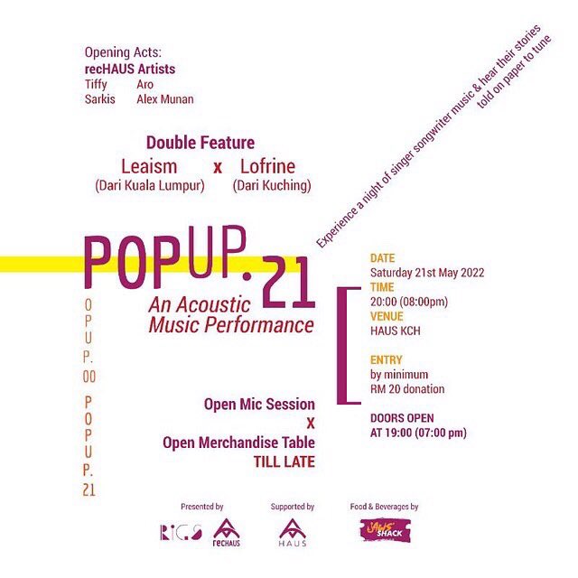 Jenn_Thompson's tweet photo. #ONGROUND LIVE : POP UP 21 An Acoustic Music Performance
ft. Double Bill: @Leaism @lofrinelj
and Opening Acts: #Tffy #Aro #Sarkis @AlexMunan
at @hauskch Lot 4766 & 4767 Jln Kwong Lee Bank City Square, PendingHeightsI, #Kuching #SARAWAK
SATURDAY May21 7pm
DOOR DONATION : RM20 https://t.co/HOQ6Z9ZmHb