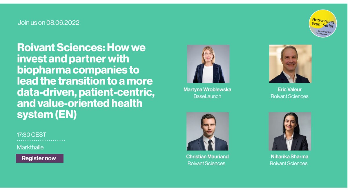 📅We are back for in-person events! Join us at this biotech networking event featuring <a href="/Roivant/">Roivant Sciences</a> and empowered by <a href="/Innosuisse/">Innosuisse</a>!

📍Join us at Markhalle, and learn about their partnering strategy and investments in novel technologies. 

Register now: hubs.ly/Q01bMG9y0
