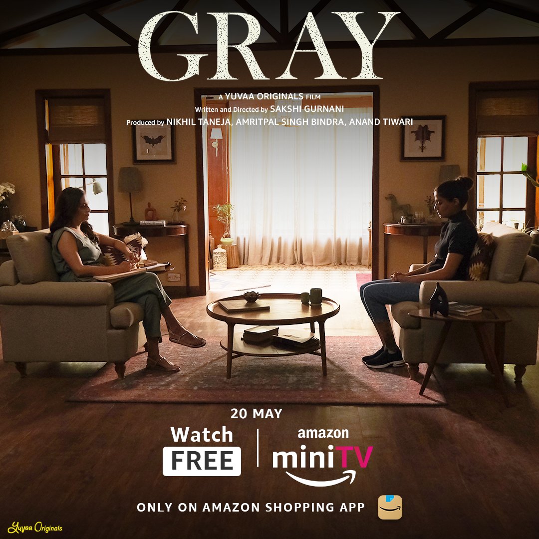 Short film #Gray (2022) by @Sakshirg, ft. @deespeak @shreya_dhan13 #Slowcheeta @DevikaVatsa & @guggss, now streaming on @amazonminiTV.

@tanejamainhoon @anandntiwari #AmritpalSinghBindra #PuneetRuparel @weareyuvaa