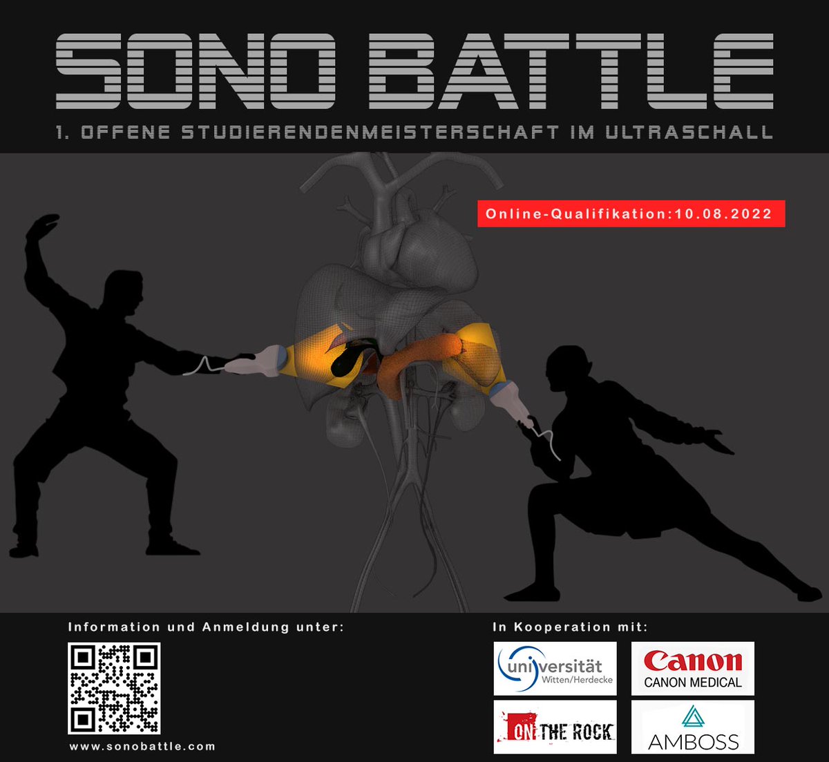 Habt ihr Lust einen exklusiven Platz in einem 4-tägigen Sono-Abdomenkurs zu ergattern? Dann macht beim Sono Battle für Studierende mit! Die Teilnahme erfolgt online und ist kostenfrei. Das Finale dann vor Ort! Alles weitere unter: sonobattle.com/de/