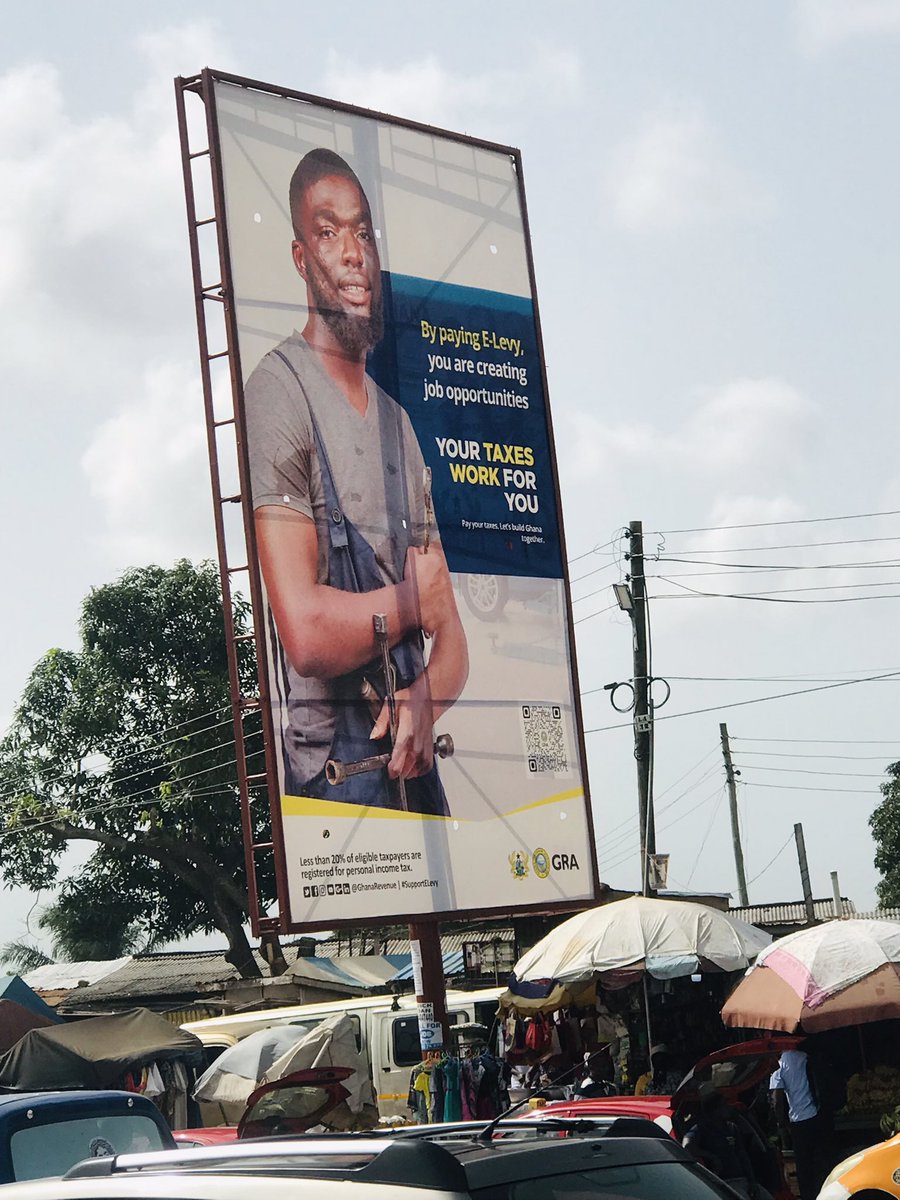humphreyasigbee's tweet image. So I saw this billboard somewhere at Lapaz yesterday on my way to work. This alone means that the Government of Ghana 🇬🇭 is so serious about this e-levy thing. But wait! The question here is how would it benefit every citizen? #GhstandUp #goodmorning  #fridaymorning