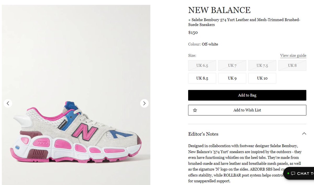 SOLELINKS's tweet photo. Ad: Salehe x New Balance 574 Yurt White/Pink via Mr Porter US => https://t.co/51S0qnLCCo https://t.co/9MUelaqDM0