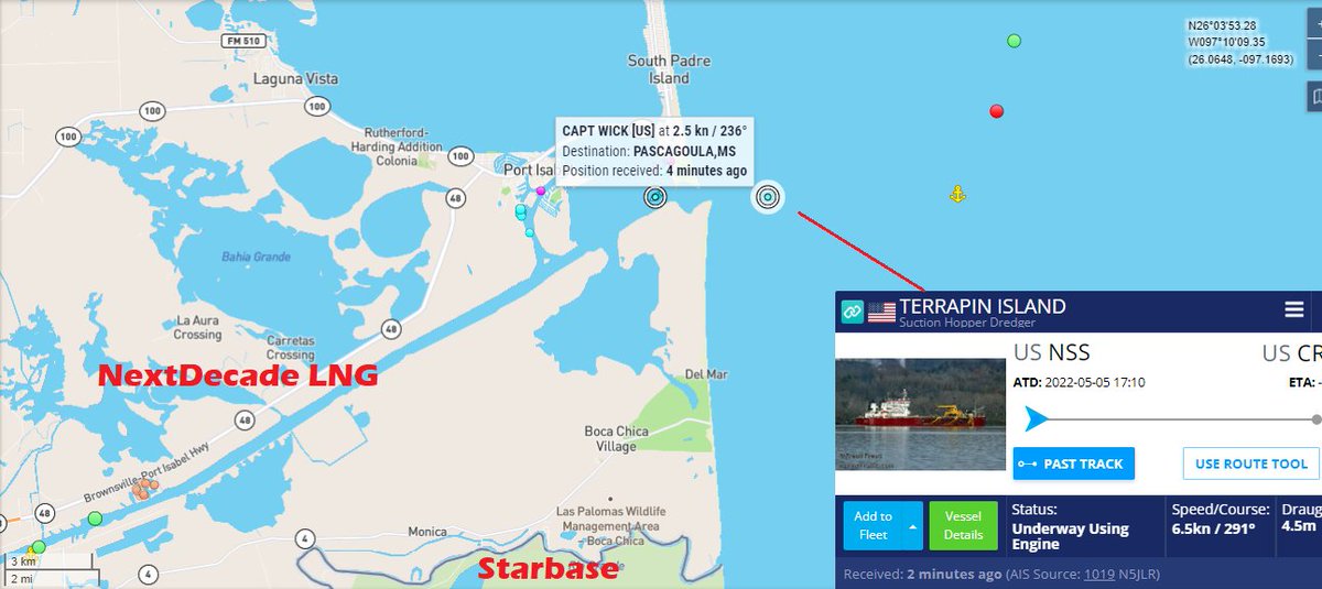 CowboyDanPaasch's tweet photo. ... may not need a 'Mini' when the neighbor may be building a 'Maxi' next door.
New crew on the channel, work for a proposed LNG export facility sub-contractor that's due to drop a FID soon. #NextDecadeLNG #GreatLakesDredging #CarbonCapture #WildSpeculation https://t.co/JOZi3wP05P