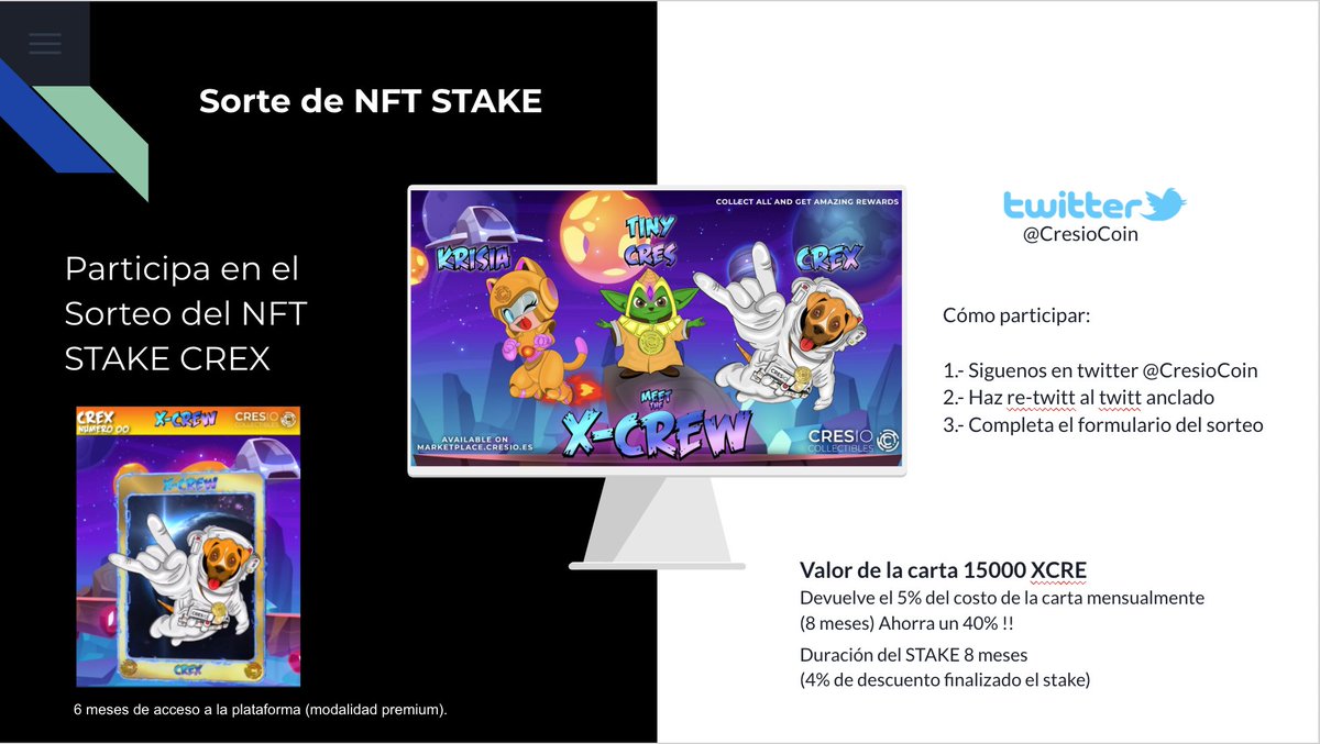 KryzumES's tweet photo. ¡PARTICIPA EN EL SORTEO DE UN NFT STAKE CREX! 🍀

Tan solo tienes que seguir estos pasos:
💥 Seguirnos
💥 RT a este tweet
💥 Completar este formulario: https://t.co/GazyBmCP4e

¡MUCHA SUERTE! https://t.co/0tdPNFGGw1