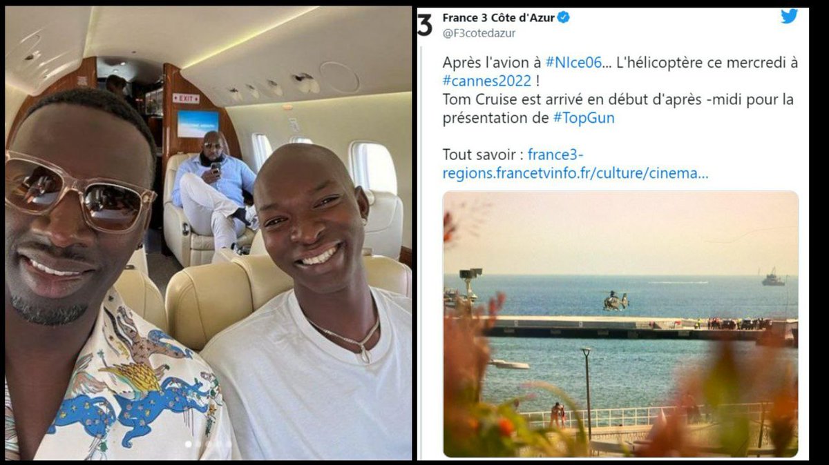 Omar Sy arrive au festival de #Cannes en jet privé, Tom Cruise arrive en hélicoptère : les écolos bobo en plein travail de protection planétaire !
#Cannes2022 
Src : Fr3 et OmarSy