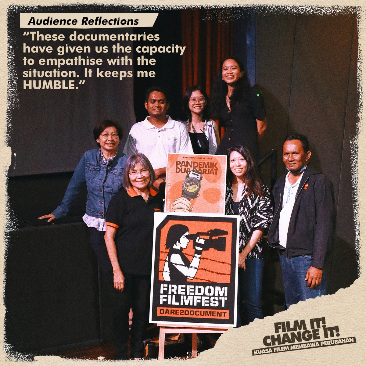 freedomfilmfest's tweet photo. Ribuan terima kasih kepada kamu semua yang melibatkan diri dan menjadikan acara 'Film It! Change It! Kuasa Filem Membawa Perubahan' hebat! 

Bagi mereka yang tidak dapat hadir, jangan risau! Anda boleh tonton ketiga-tiga filem malam itu di saluran Youtube kami. 

#DaretoDocument https://t.co/ZPBBhNvYbd