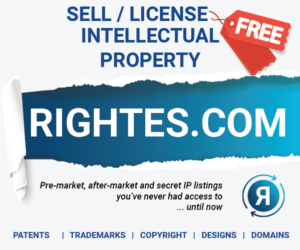 RightesIP's tweet photo. Looking to sell or license your #patent, #trademark, #designpatent or #copyright? We are creating the world's largest database of #IP for #sale or #license and it is #free to list for a limited time.

https://t.co/UhrYGmpO4m https://t.co/2P2vlbz4YM