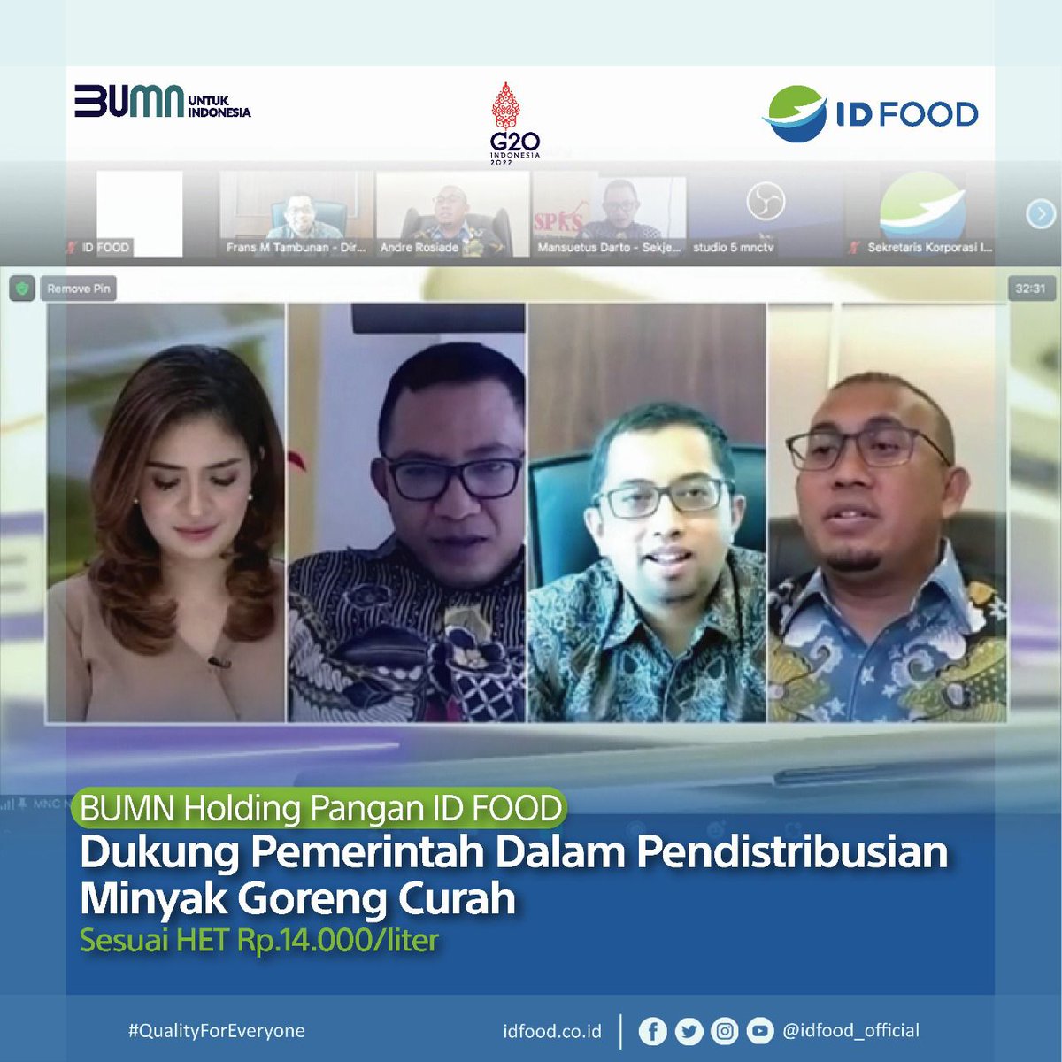idfood_official's tweet photo. Jakarta – Dalam menjaga pasokan ketersediaan minyak goreng, Holding Pangan ID FOOD berkomitmen jaga ketersediaan minyak goreng dengan mendistribusikan ke pedagang – pedagang pasar tradisional seluruh Indonesia. https://t.co/TPAh70Hg58