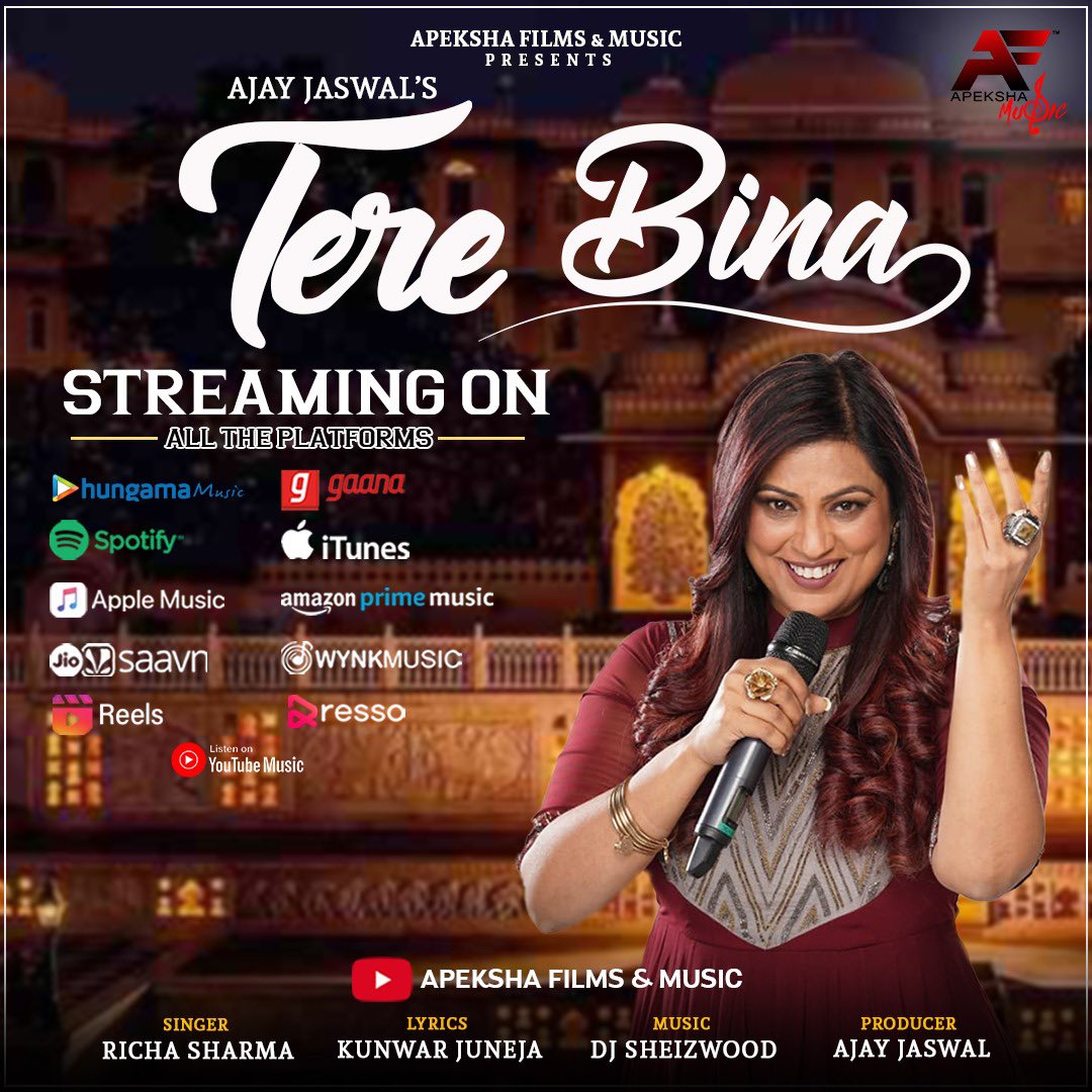 #TereBina is melodious to the core!

To listen and experience the emotional connection, tune into the YouTube channel of Apeksha Films &amp; Music. 🤍🤍

Link - youtube.com/watch?v=WfRjaY…

The song is also available on all the music streaming platforms! 🎼